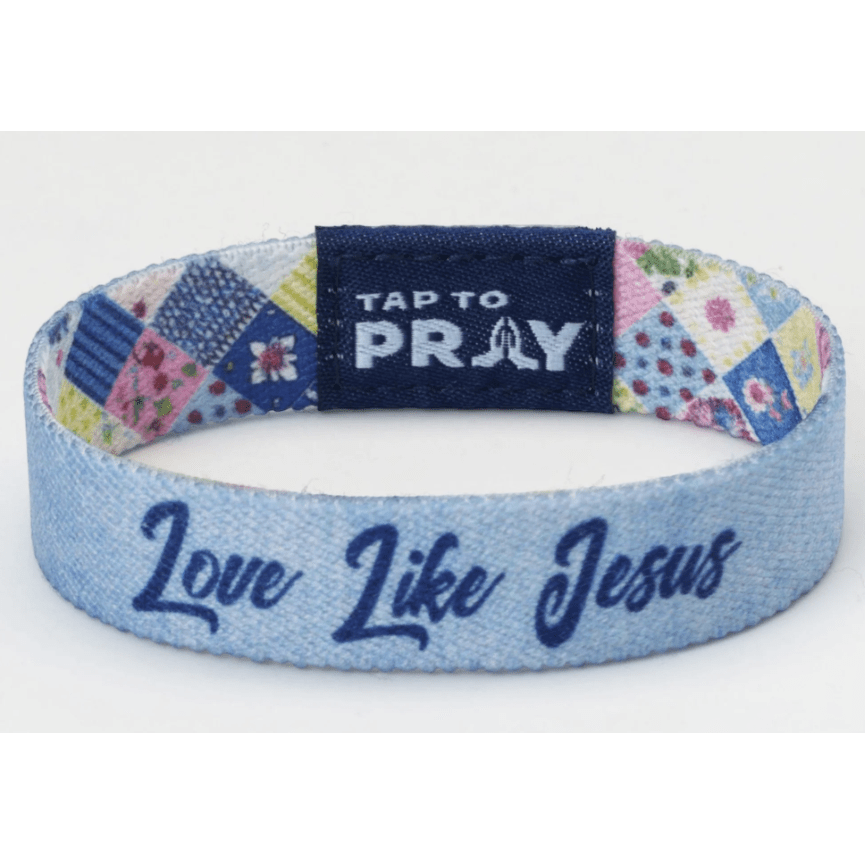 Tap to Pray Wristband - Patchwork - Love Like Jesus - White Farmhouse Flowers