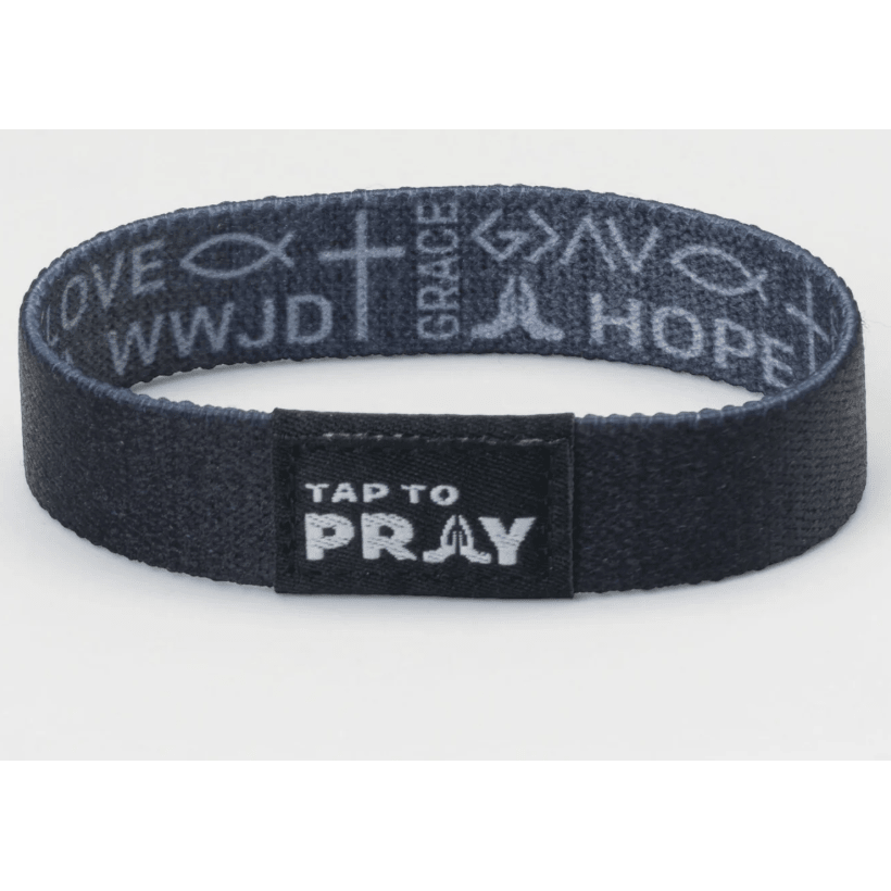 Tap to Pray Wristband - Symbols of Faith - Grey - White Farmhouse Flowers