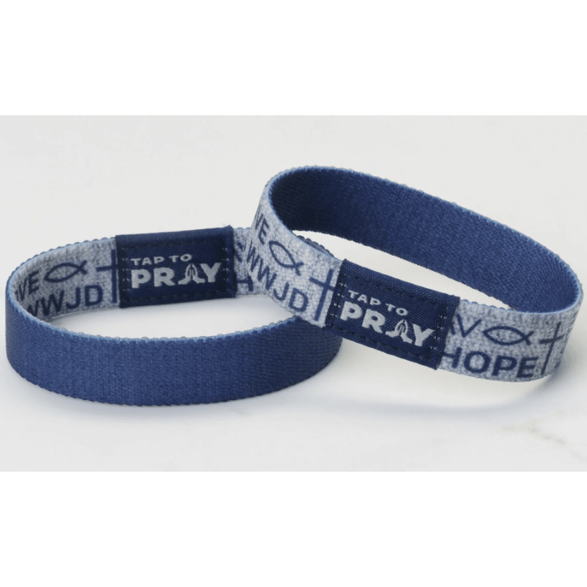 Tap to Pray Wristband - Symbols of Faith - Navy - White Farmhouse Flowers