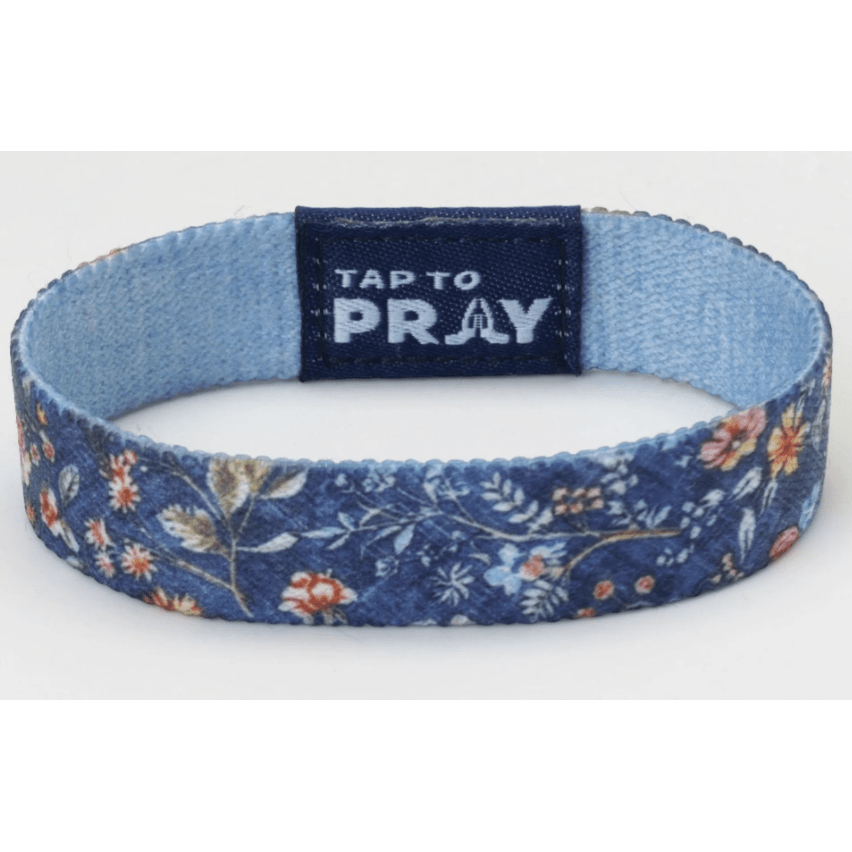 Tap to Pray Wristband - Wildflower - Be Still - White Farmhouse Flowers