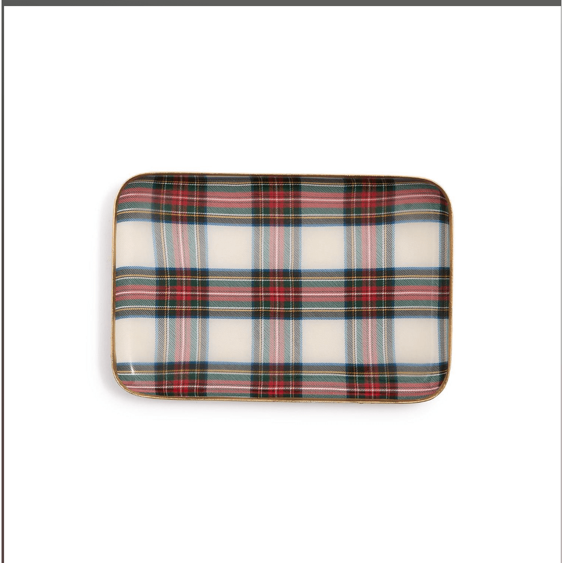 Tartan Decorative Metal Trays - White Farmhouse Flowers