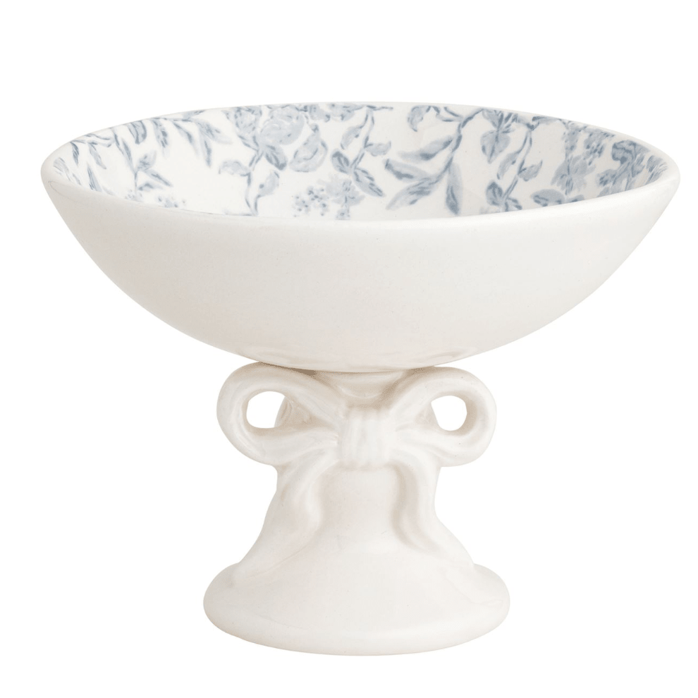 Toile Bowl Candy Dish - White Farmhouse Flowers