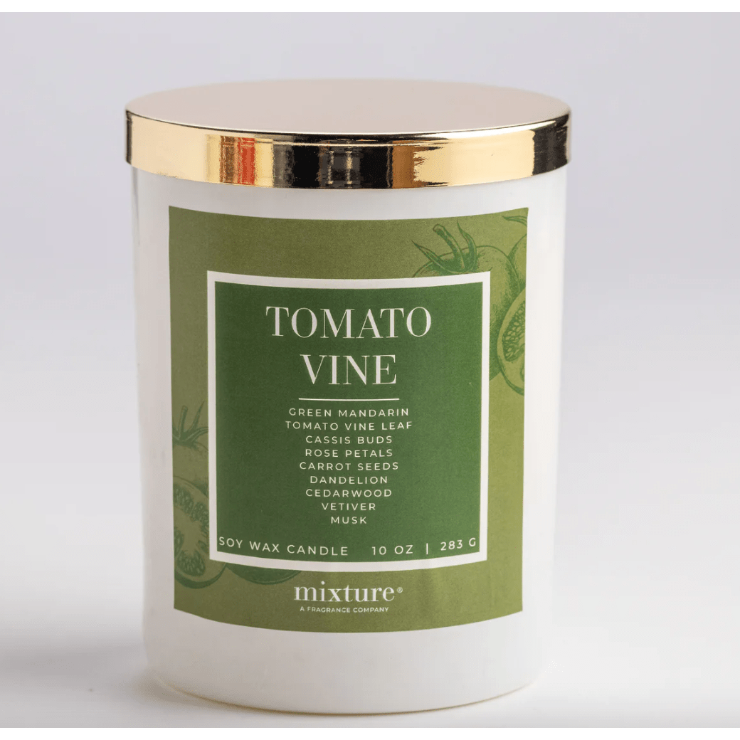 Tomato Vine 10 oz Candle with Lid - White Farmhouse Flowers