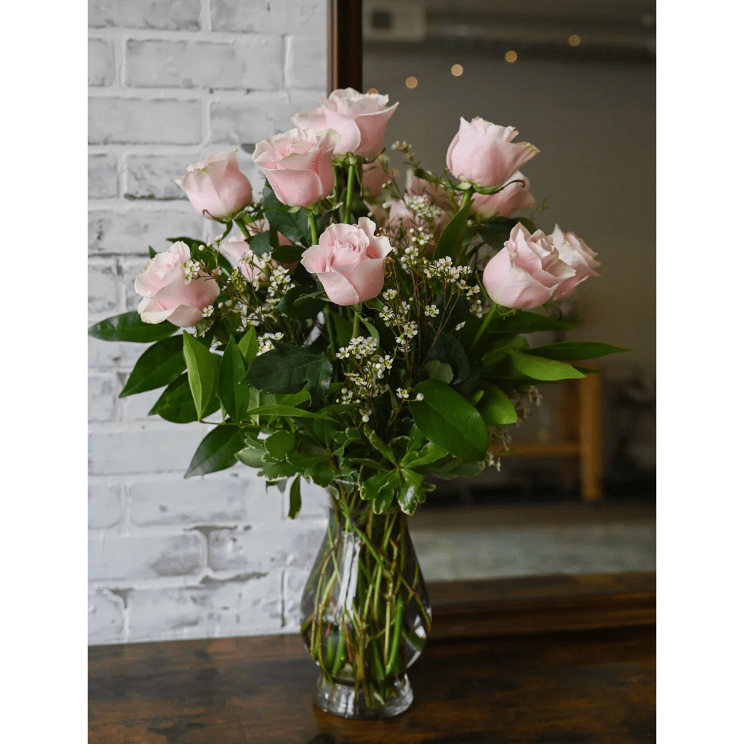 Two Dozen Roses | Light Pink - White Farmhouse Flowers
