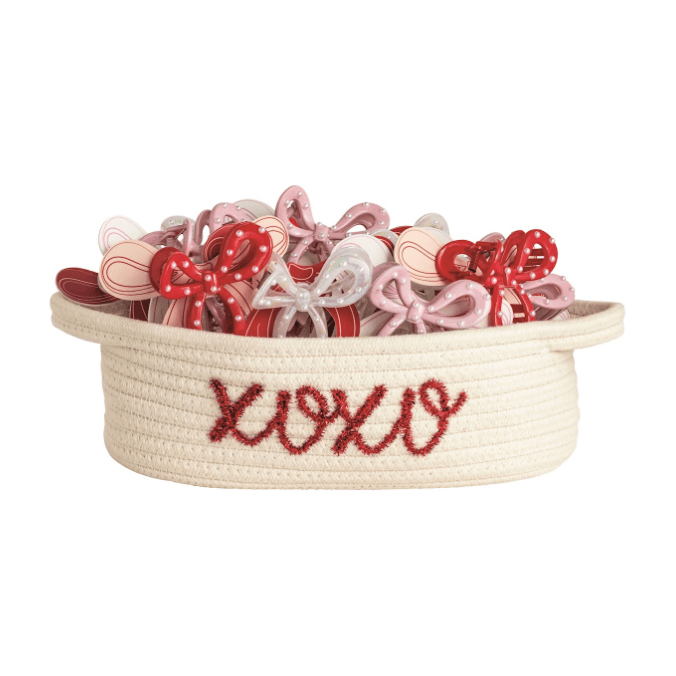 Valentine's Bow Claw Clip - White Farmhouse Flowers