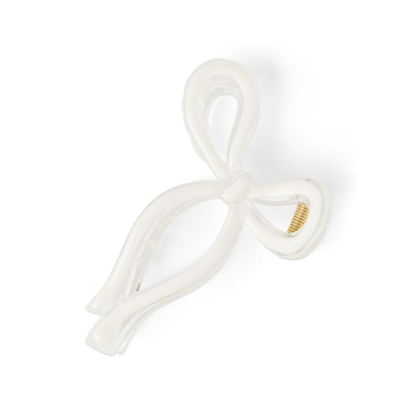 Very Demure Bow Hair Clip - White Farmhouse Flowers