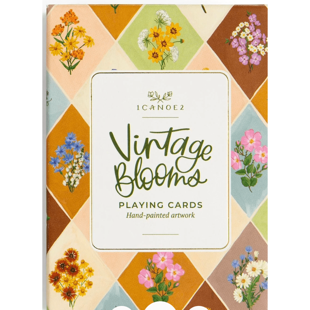 Vintage Blooms Floral Deck of Playing Cards - White Farmhouse Flowers
