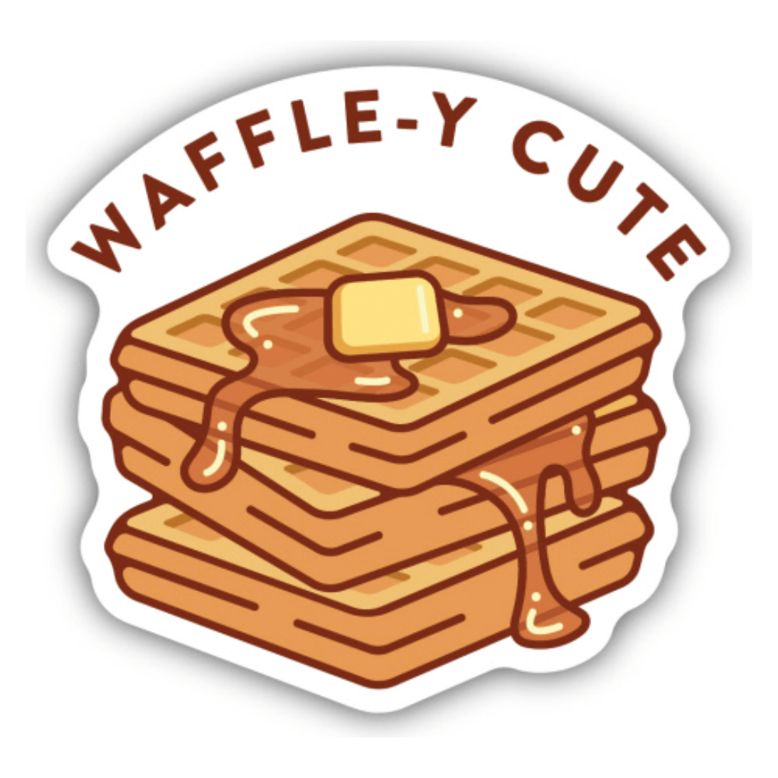 Waffley Cute Stack of Waffles Sticker - White Farmhouse Flowers
