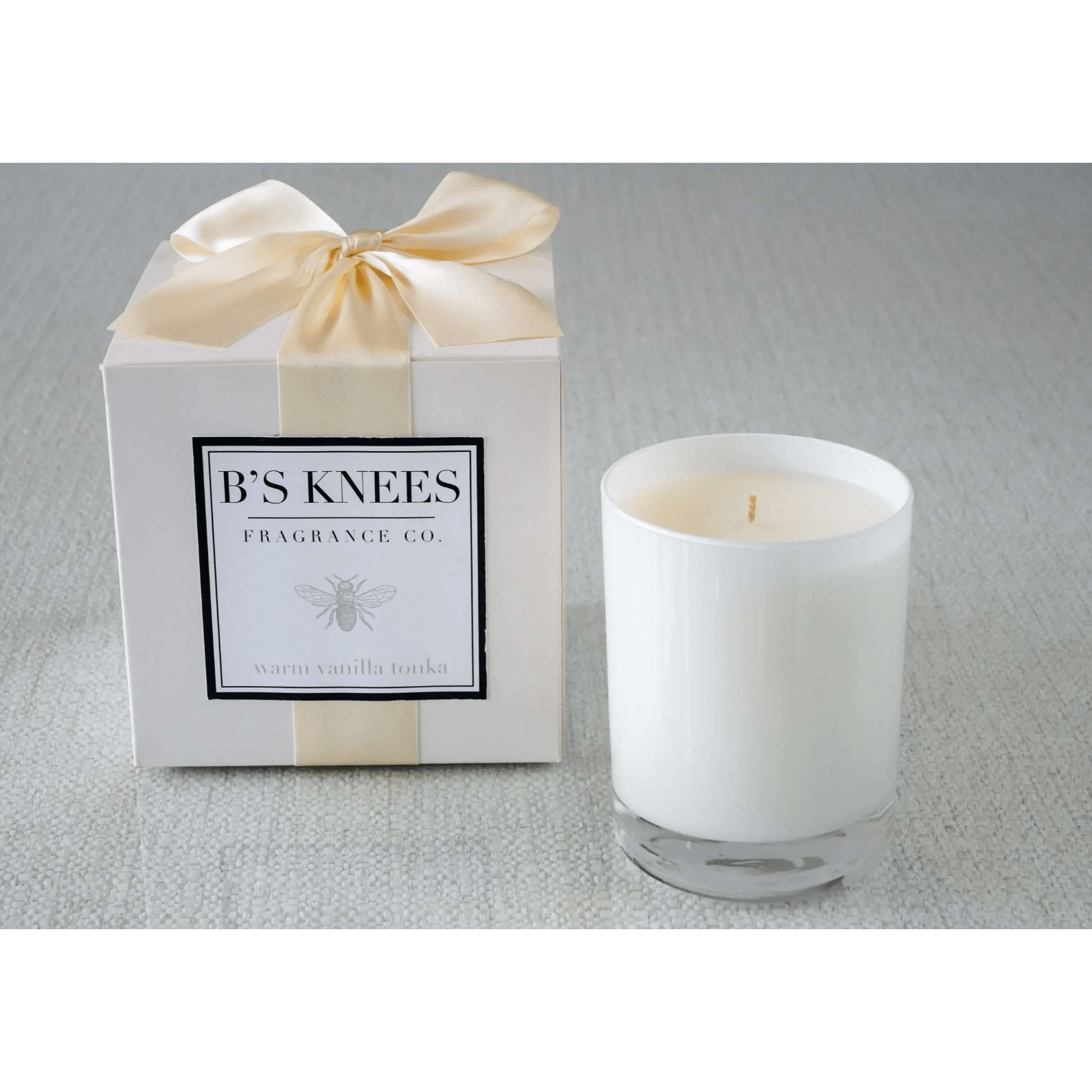 Warm Vanilla Tonka 1 Wick White Glass Candle - White Farmhouse Flowers
