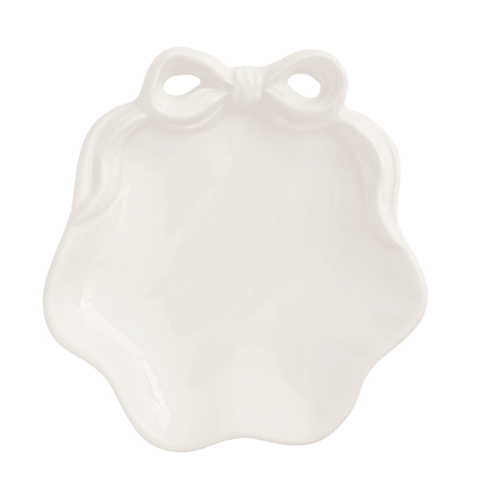 White Bow Ring Dish - White Farmhouse Flowers