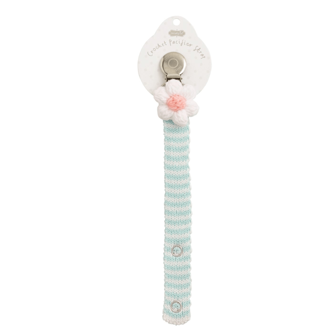 White Flower Crochet Pacifier Strap - White Farmhouse Flowers