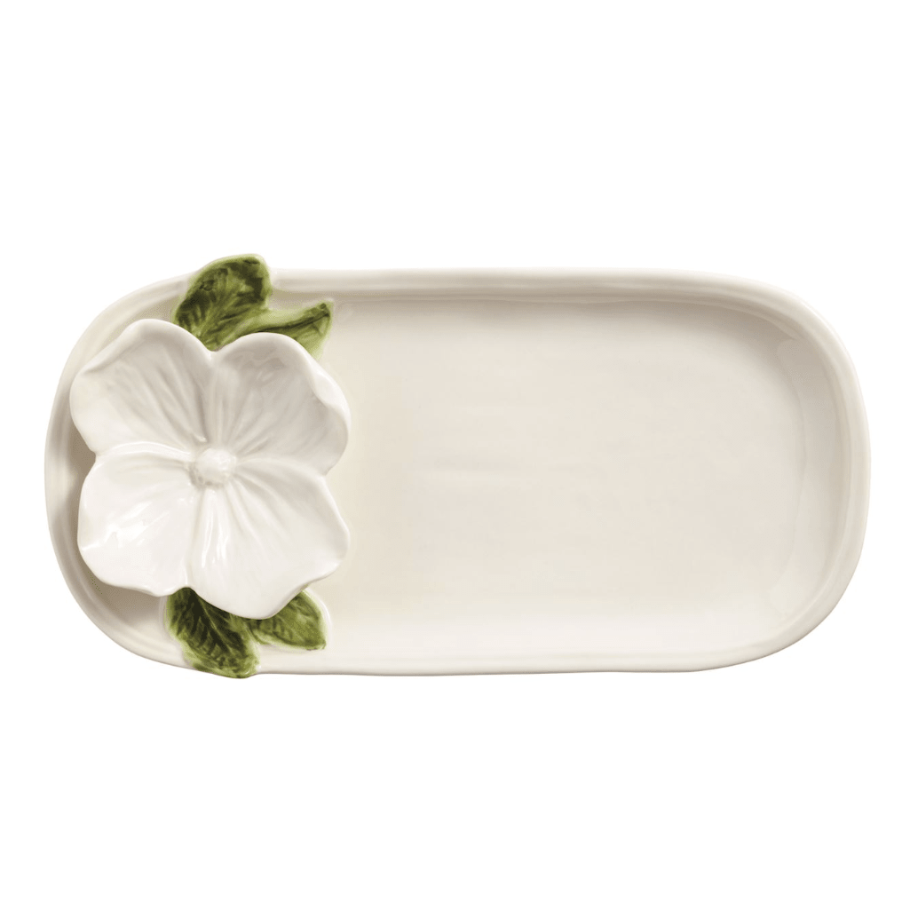White Flower Everything Plate - White Farmhouse Flowers