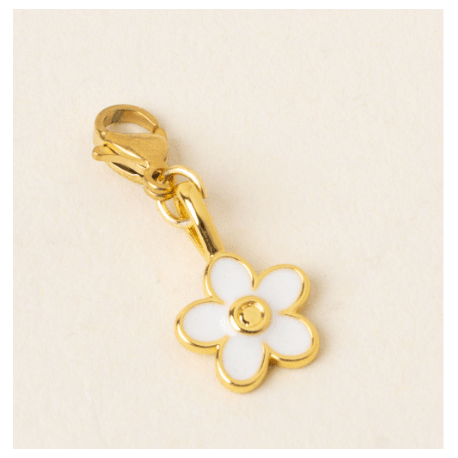White Flower Gold Charm - White Farmhouse Flowers