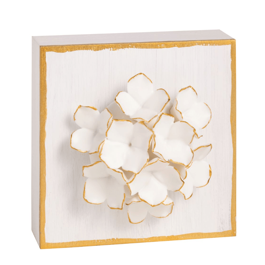 White Flower Plaque - White Farmhouse Flowers