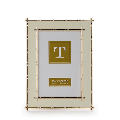 White Frame with Gold Bamboo Edge 4x6 Metal Frame - White Farmhouse Flowers