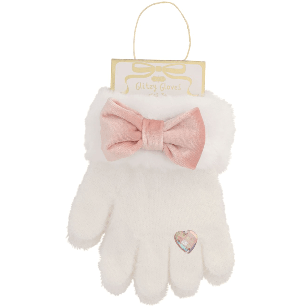 White Glitzy Gloves for Kids - White Farmhouse Flowers