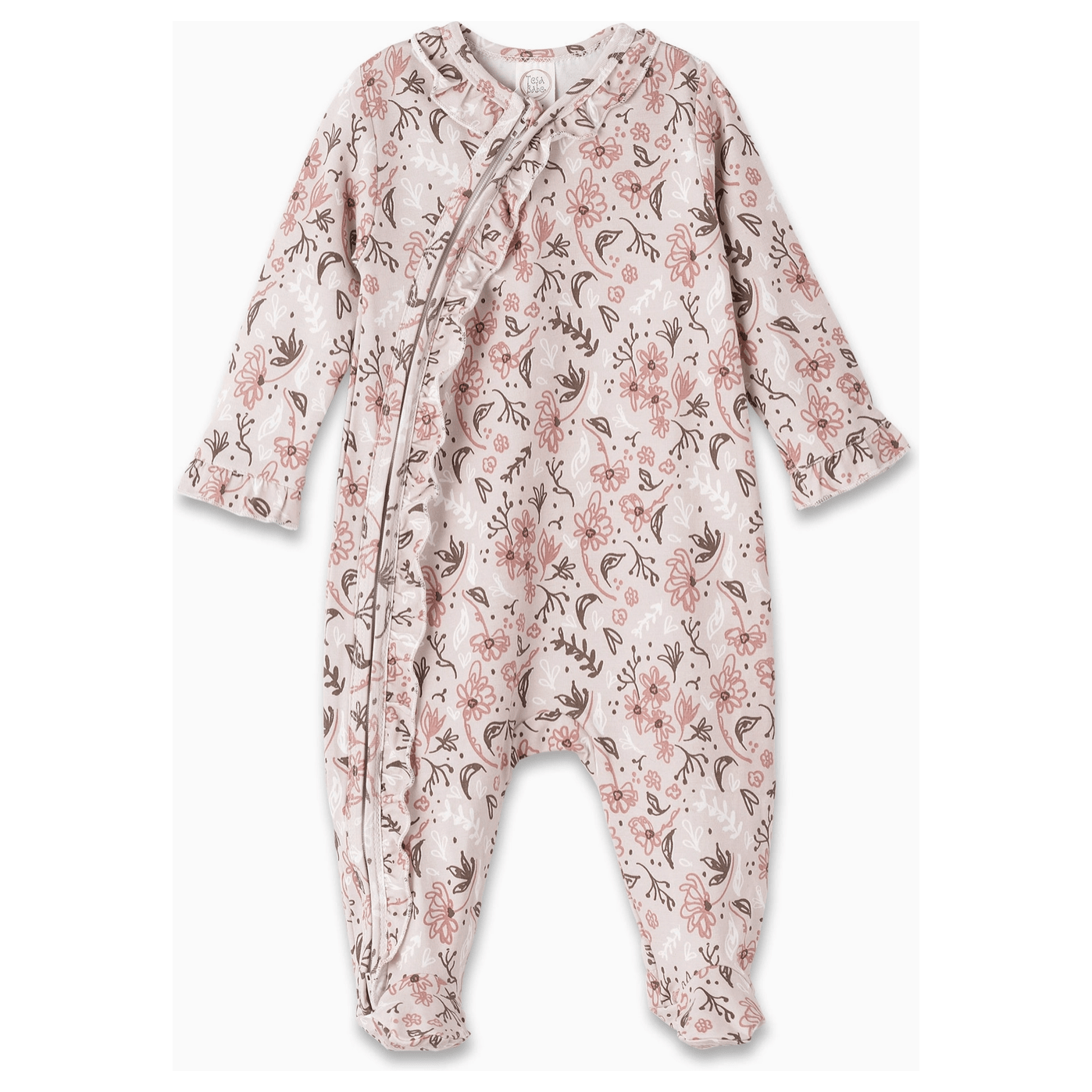 Wildflowers Bamboo Zipper Romper - White Farmhouse Flowers
