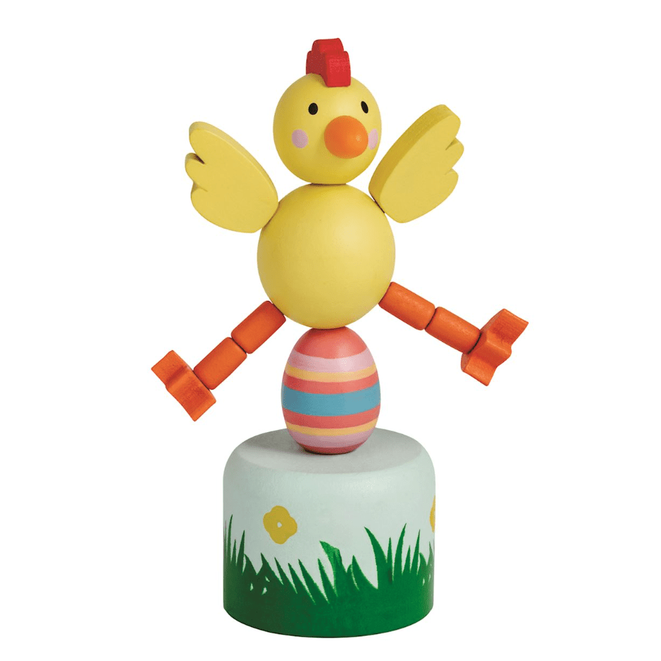 Yellow Chick Collapsing Toy - White Farmhouse Flowers