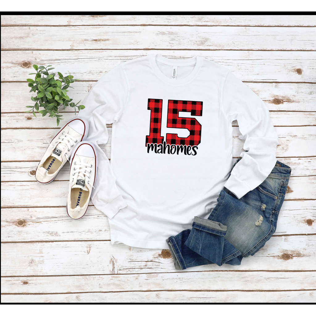 #15 Plaid Chiefs Long Sleeve T Shirt.