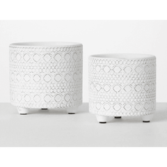 Whitewashed Patterned Pot Set.