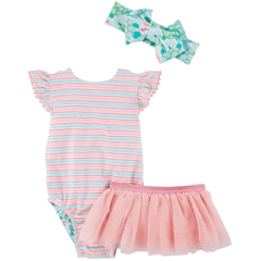Turtle Stripe Reversible Swimsuit with Tutu & Headband