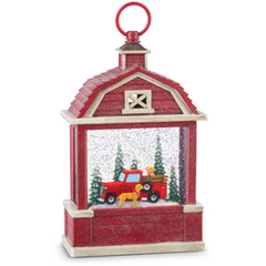 Truck and Dogs Lighted Water Barn