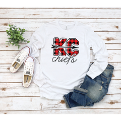 Buffalo Plaid White Chiefs Long Sleeve Shirt.