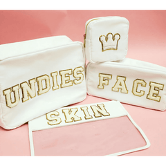 White Large Nylon Cosmetic Bag.