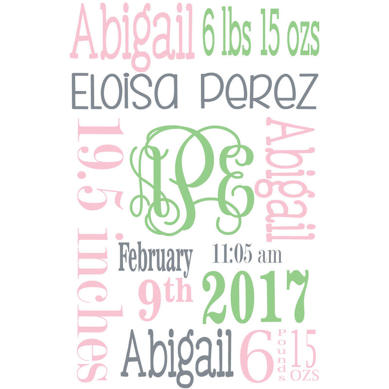 Baby Blanket with Name for Baby Girl-Light Pink and Light Green