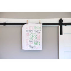 Baby Blanket with Name for Baby Girl-Light Pink  and Light Green
