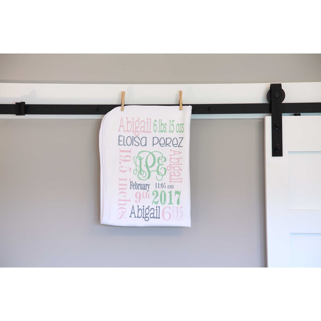Baby Blanket with Name for Baby Girl-Light Pink  and Light Green