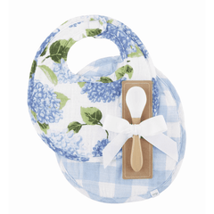 Blue Hydrangea Bib & Spoon Set.