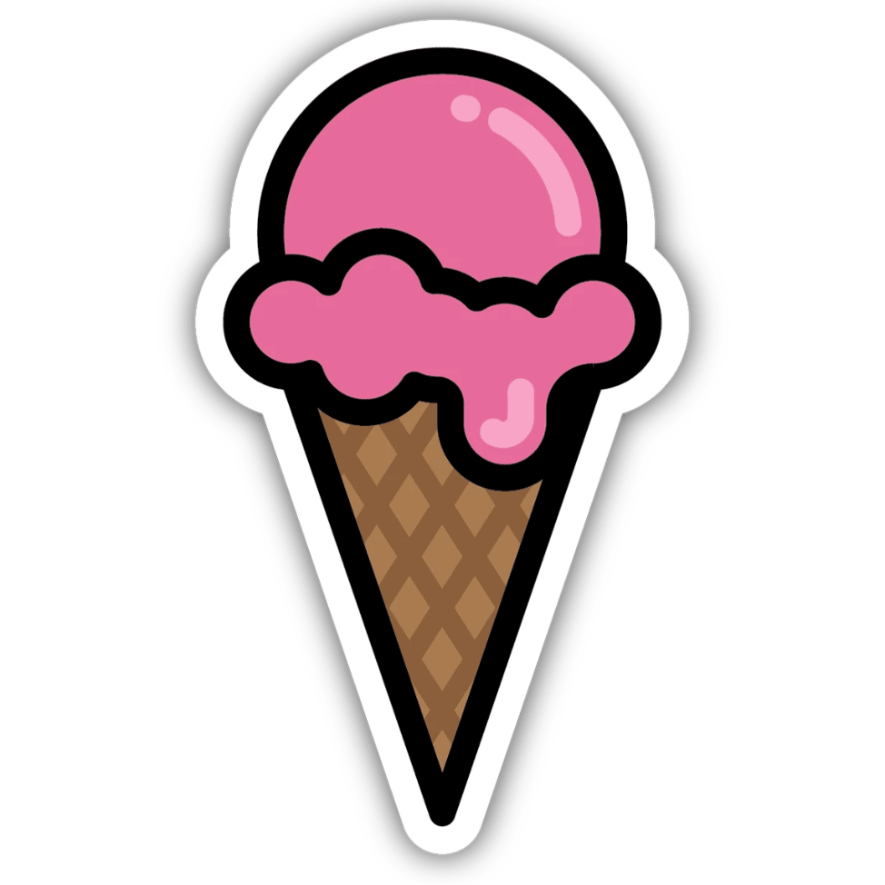 Ice Cream Cone Sticker - White Farmhouse Flowers