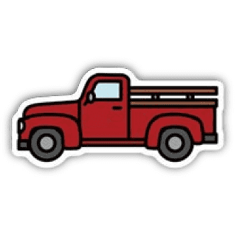 Red Truck Sticker - White Farmhouse Flowers