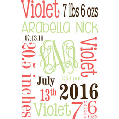 Baby Blanket with Name for Baby Girl-Salmon, Green and Brown.