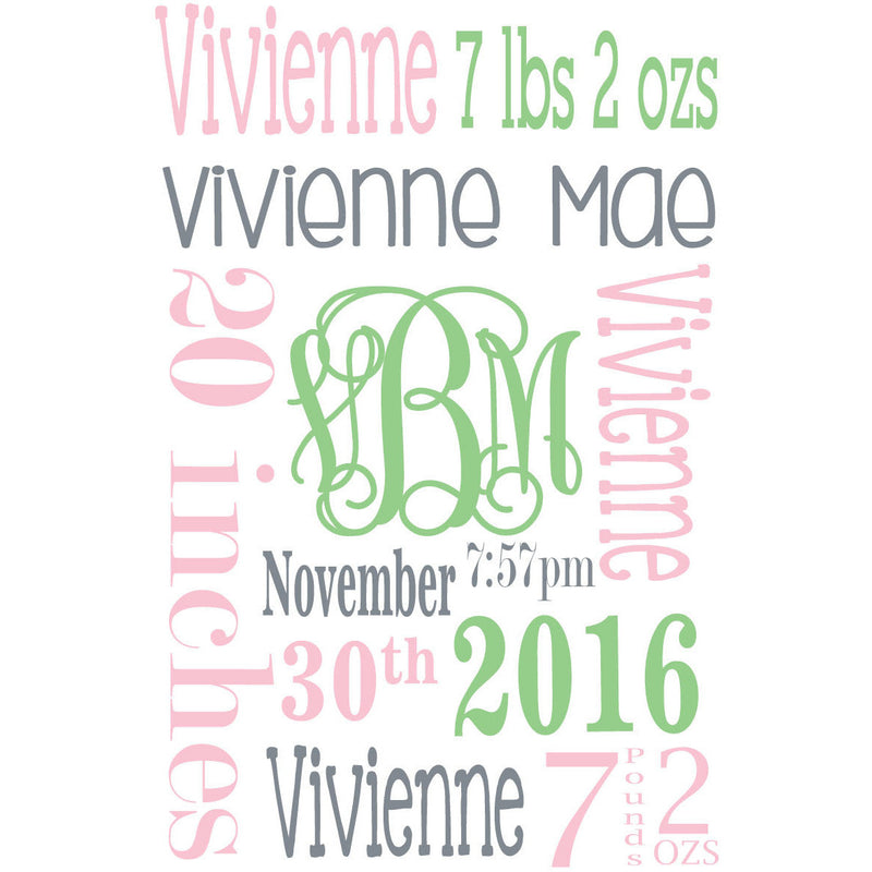 Baby Blanket with Name for Baby Girl-Light Pink  and Light Green