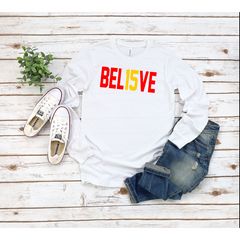 BEL15VE Long Sleeve Chiefs White T Shirt.