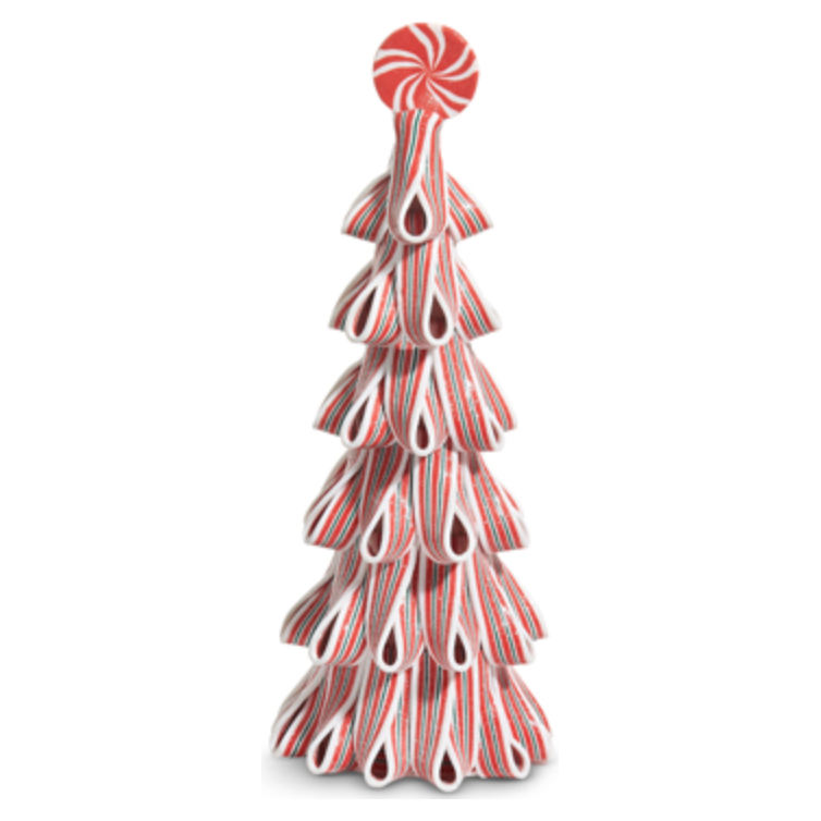 13" Red and White Ribbon Candy Tree