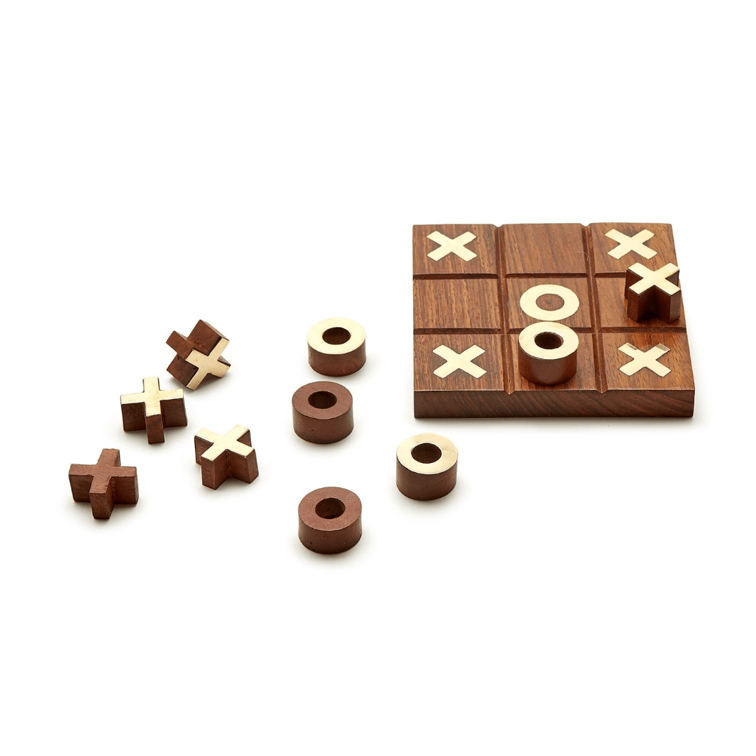 2 - in - 1 Game Set in Hand - Crafted Storage Box Includes: Tick - Tac - Toe and Solitaire - White Farmhouse Flowers
