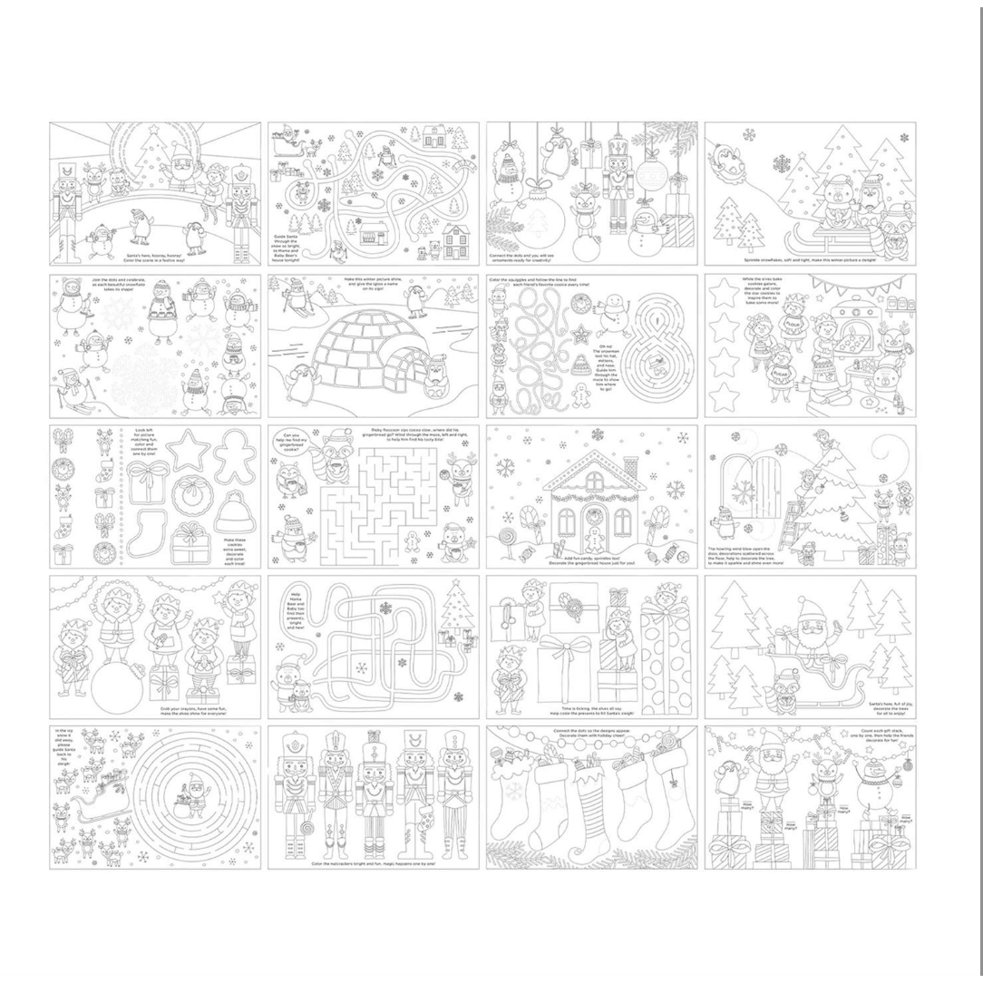 20 Pc Coloring and Activity / Paper Placemats Book - White Farmhouse Flowers