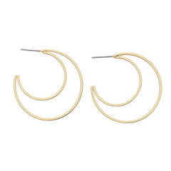 2 Layer Gold Hoop Earrings 1.25" Top to Bottom Pendant