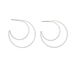 2 Layer Silver Hoop Earrings 1.25" Top to Bottom Pendant