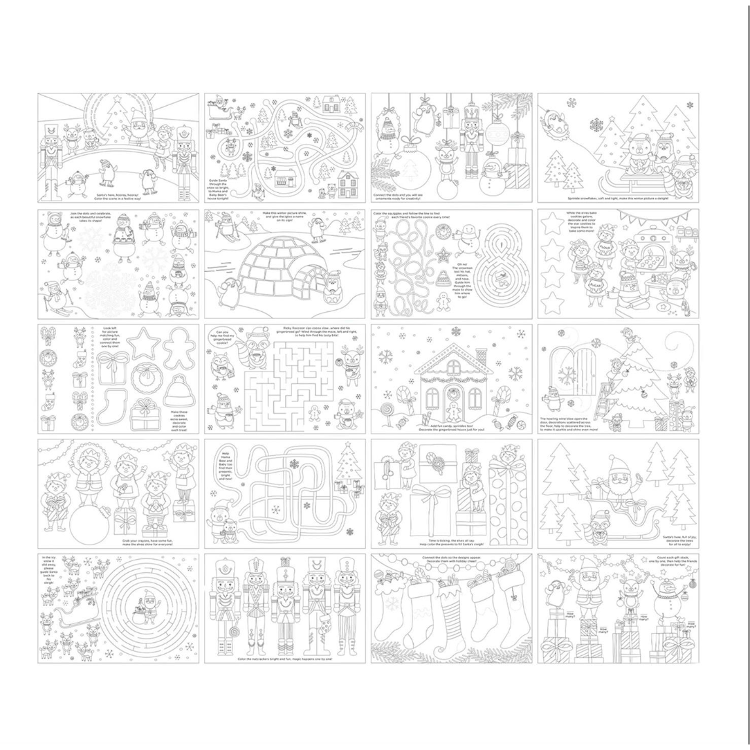 Grid of black and white illustrations on a white background