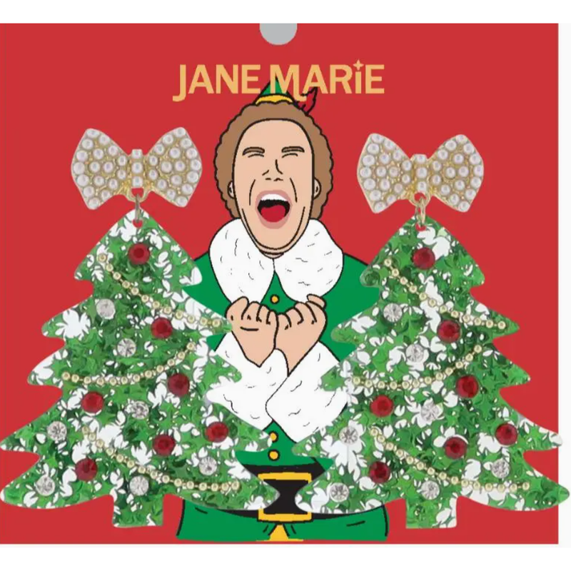 Christmas Tree with Pearl Bow Earrings