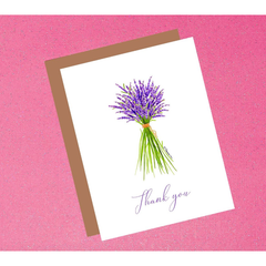 Thank You Lavender Flower Watercolor Greeting Card