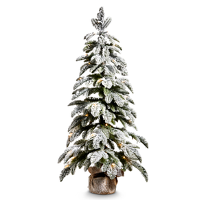 36" Lighted Flocked Pine Tree in Bag