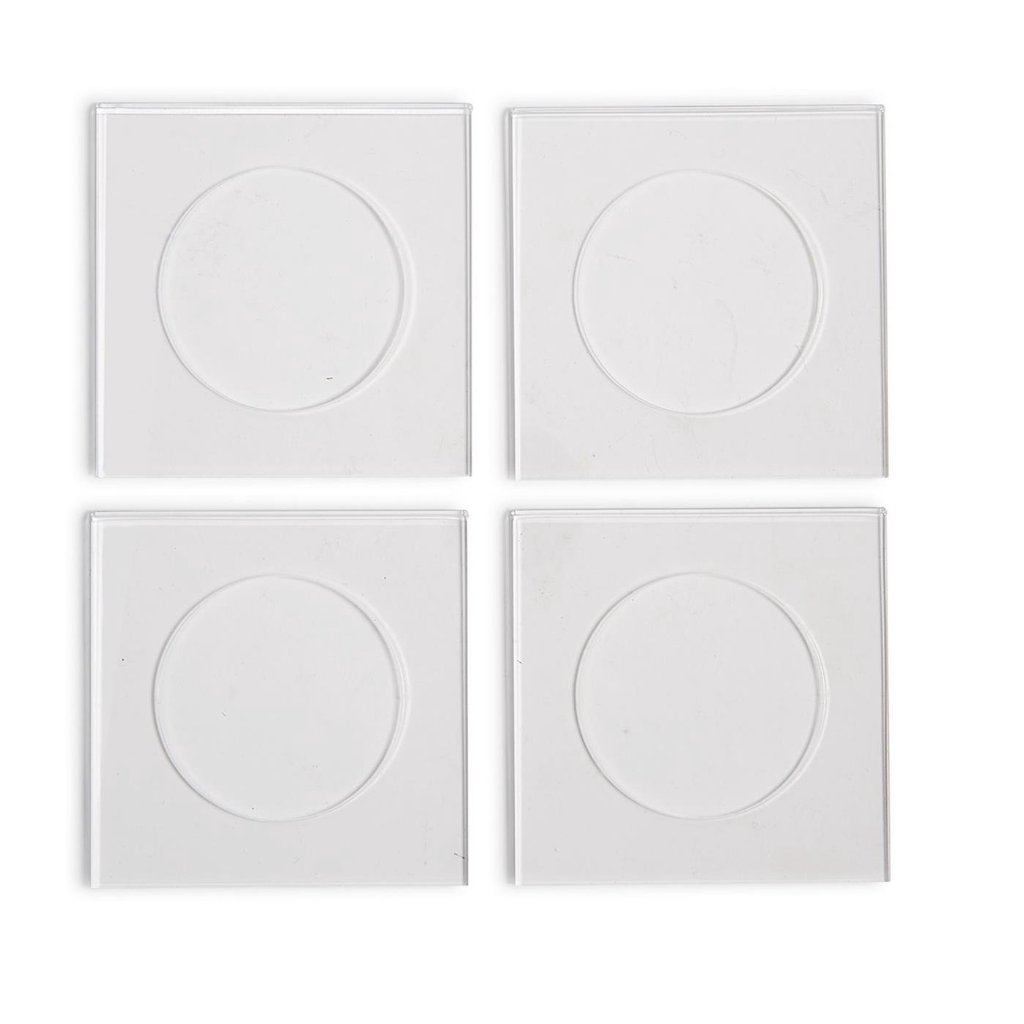 4 clear coasters