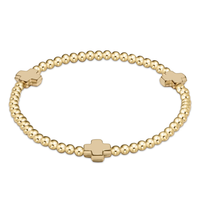 Signature Cross 3mm Gold Bracelet-Gold
