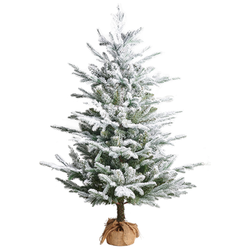 4.5' Flocked Tree in Burlap Bag
