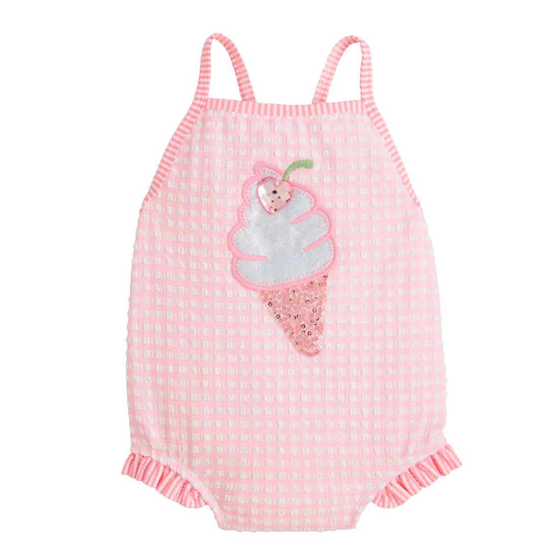 Pink check ice cream swim suit